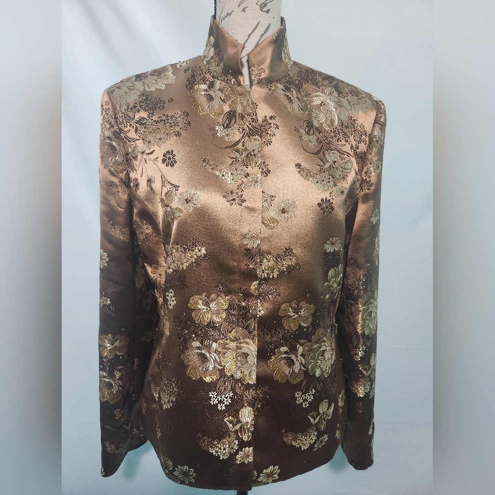 Draper's & Damon's Golden Brown Embellished Structured Jacket. Size 12 Petite.
